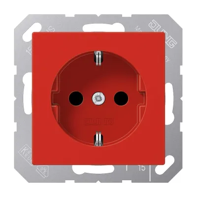 JUNG SCHUKO Steckdose A1520BFKIRT | Unterputz | 16A 250V | erhöhter Berührungsschutz | Federklemmen | Thermoplast | rot