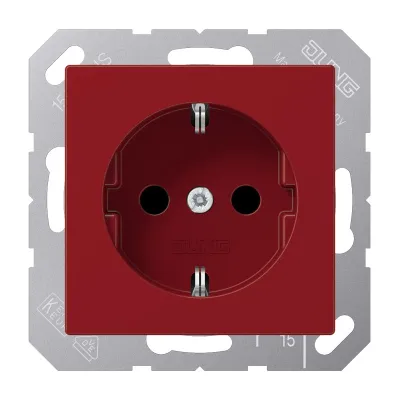 JUNG SCHUKO Steckdose A1520BFKIRT | Unterputz | 16A 250V | erhöhter Berührungsschutz | Federklemmen | Thermoplast | rot