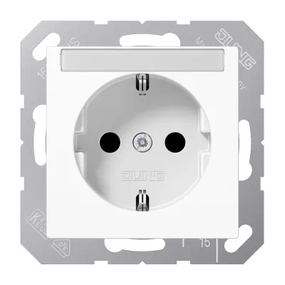 JUNG SCHUKO-Steckdose Unterputz 16A 250V | Schriftfeld | Federklemmen | alpinweiß | bruchsicher