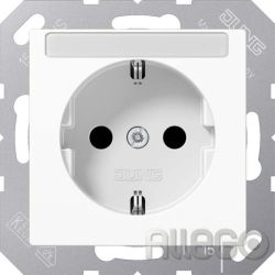 Jung Schuko-Steckdose A1520BFNAWW mit Schriftfeld 6x46mm Jung Schuko-Steckdose A