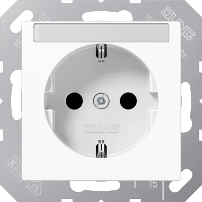 JUNG SCHUKO-Steckdose Unterputz 16A 250V | Schriftfeld | Federklemmen | alpinweiß | bruchsicher