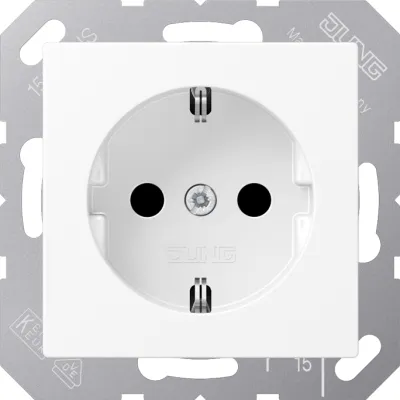 JUNG SCHUKO Steckdose A1520BFWWM | Unterputz Steckdose Typ F | 16A 250V | Federklemmen | Thermoplast matt | schneeweiß