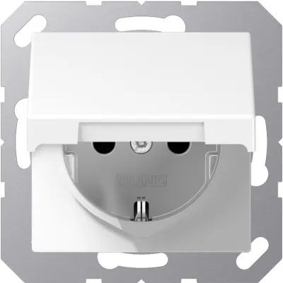 JUNG SCHUKO Steckdose A1520KLWW | Unterputz | Klappdeckel | IP44 | Duroplast glänzend | Federklemmen | alpinweiß