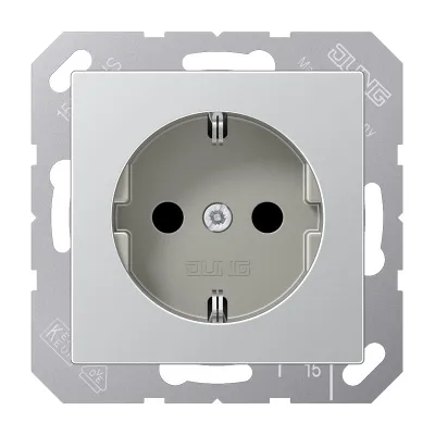 JUNG SCHUKO-Steckdose A 1520 AL | 16A 250V | Unterputz | Steckklemmen | Duroplast lackiert | 1-fach | Aluminium