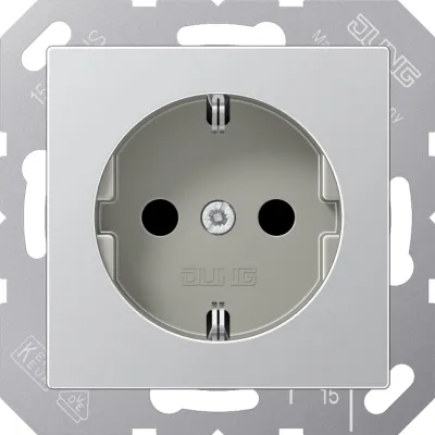 JUNG SCHUKO-Steckdose A 1520 AL | 16A 250V | Unterputz | Steckklemmen | Duroplast lackiert | 1-fach | Aluminium