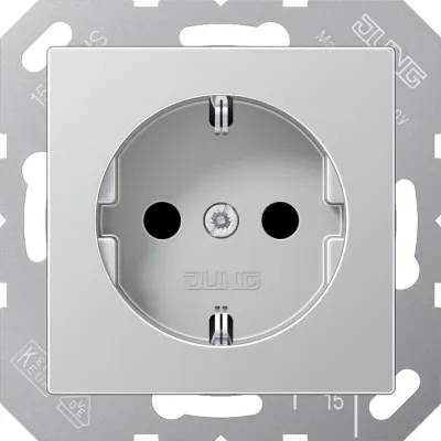 JUNG SCHUKO-Steckdose A 1520 AL | 16A 250V | Unterputz | Steckklemmen | Duroplast lackiert | 1-fach | Aluminium