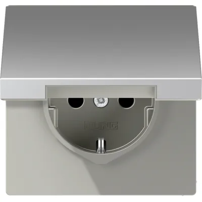 JUNG SCHUKO-Steckdose AL 1520 KL | Unterputz | Klappdeckel | 16A 250V | IP44 | Federklemmen | Aluminium matt