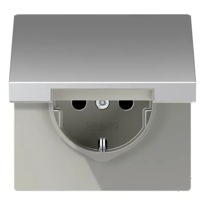 JUNG SCHUKO-Steckdose AL 1520 KL | Unterputz | Klappdeckel | 16A 250V | IP44 | Federklemmen | Aluminium matt