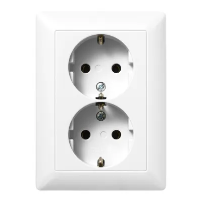 JUNG SCHUKO-Steckdose 2-fach AS5020KIUWW | Unterputz | 16A 250V | erhöhter Berührungsschutz | Duroplast | alpinweiß
