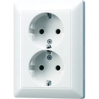 JUNG SCHUKO-Steckdose 2-fach AS5020UWW | Unterputz | 16A 250V | Duroplast | glänzend | für 60er Gerätedose | alpinweiß