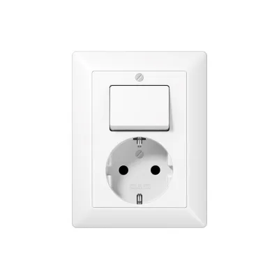 JUNG SCHUKO-Steckdose mit Wechselschalter AS5576UWW | 16A 250V | Aufputz | Duroplast glänzend | vertikal | alpinweiß