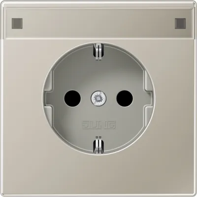 JUNG SCHUKO Steckdose ES1520KINA | Unterputz | Edelstahl | erhöhtem Berührungsschutz | Schriftfeld | 16A 250V | matt