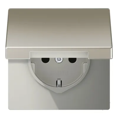 JUNG SCHUKO-Steckdose ES1520KL | Unterputz | Klappdeckel | Edelstahl matt | IP44 | 16A 250V | Federklemmen