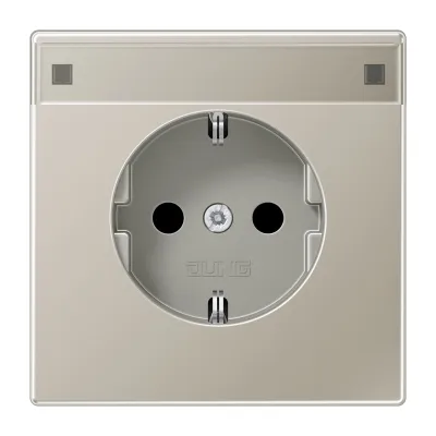 JUNG SCHUKO Steckdose ES1520NA | Unterputz | Edelstahl matt | Schriftfeld 12x55 mm | 16A 250V | Serie LS