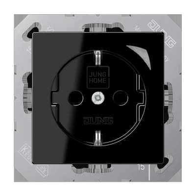 JUNG Smart Steckdose Energy BTA1521SESW | SCHUKO | Strommessung | Bluetooth & App | Alexa & Google | Unterputz | schwarz
