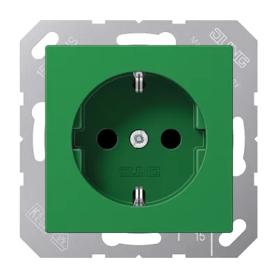JUNG SCHUKO-Steckdose A1520BFKIGN | Unterputz | 16A 250V | Berührungsschutz | bruchsicher | Thermoplast | grün