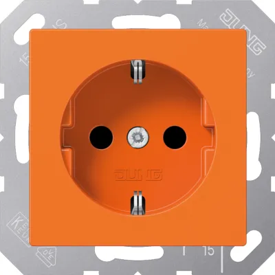 JUNG SCHUKO-Steckdose A1520BFKIO | Unterputz 16A 250V | Berührungsschutz | Federklemmen | bruchsicher | orange