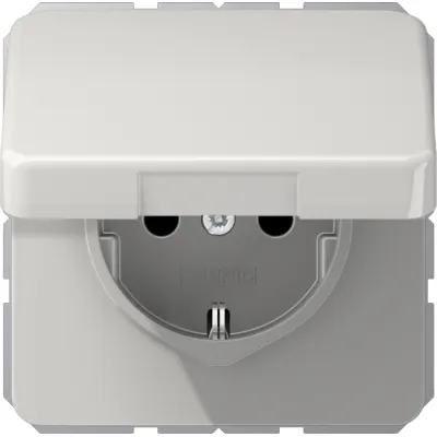 JUNG SCHUKO-Steckdose CD1520BFKLLG | Unterputz | Klappdeckel | 16A 250V | Federklemmen | bruchsicher | lichtgrau