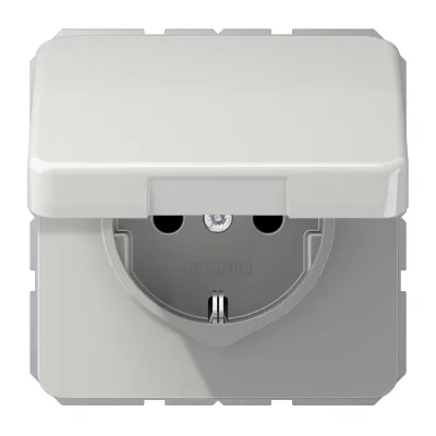 JUNG SCHUKO-Steckdose CD1520BFKLLG | Unterputz | Klappdeckel | 16A 250V | Federklemmen | bruchsicher | lichtgrau