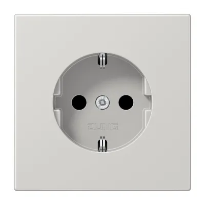 JUNG SCHUKO Steckdose LS1520LG | Unterputz | Duroplast glänzend | Federklemmen | 16A 250V | lichtgrau RAL 7035