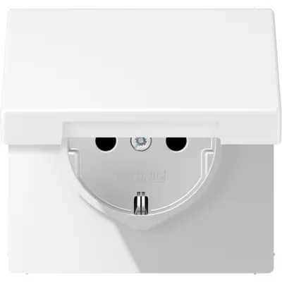 JUNG SCHUKO Steckdose LS1521KLWWM | Unterputz | Klappdeckel | IP44 | Duroplast | Schraubklemme | schneeweiß matt