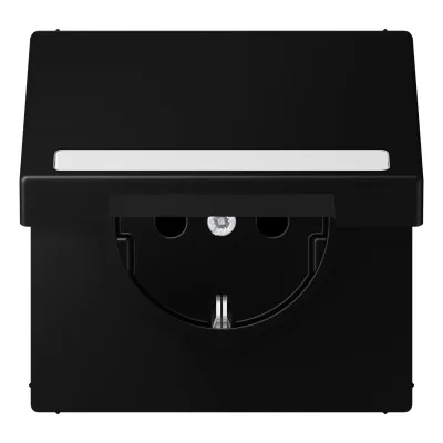 JUNG SCHUKO Steckdose LS1520BFNAKLSWM | Unterputz | Klappdeckel | Schriftfeld | IP44 | 16A 250V | graphitschwarz matt