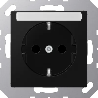 JUNG SCHUKO Steckdose A1520BFNASWM | Unterputz | Schriftfeld 6x46mm | Federklemmen | IP20 | graphitschwarz matt