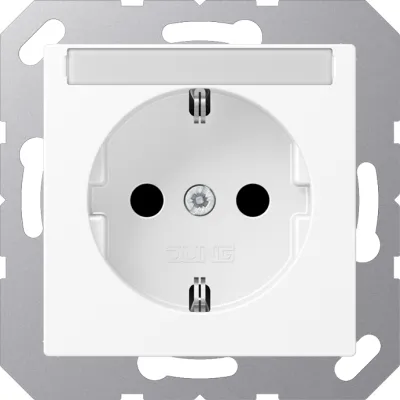 JUNG SCHUKO Steckdose A1520BFNAWWM | Unterputz | Schriftfeld 6x46mm | Federklemmen | Thermoplast | IP20 | schneeweiß