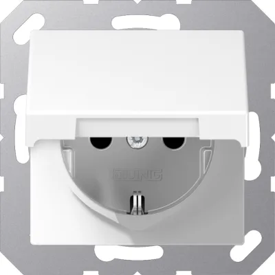 JUNG SCHUKO-Steckdose A1520BFKLWW | Unterputz | Klappdeckel | IP44 | bruchsicher | Thermoplast | 16A 250V | alpinweiß