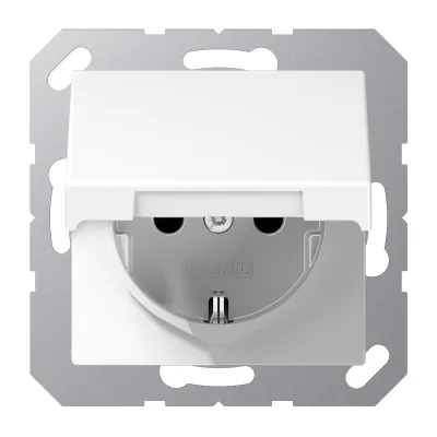 JUNG SCHUKO-Steckdose A1520BFKLWW | Unterputz | Klappdeckel | IP44 | bruchsicher | Thermoplast | 16A 250V | alpinweiß
