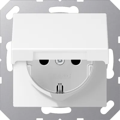 JUNG SCHUKO Steckdose A1520BFKLWWM | Unterputz IP44 | Klappdeckel | Federklemmen | 16A 250V | schneeweiß matt