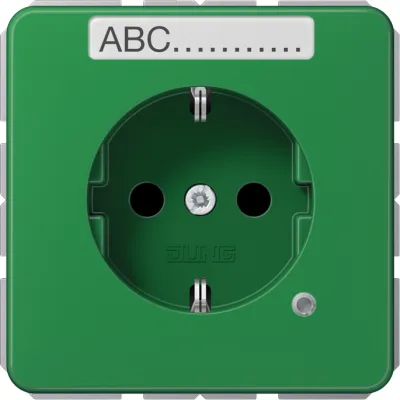 JUNG SCHUKO-Steckdose CD1520BFNAKOGN | 16A 250V | Unterputz | Funktionsanzeige LED | Schriftfeld | bruchsicher | grün