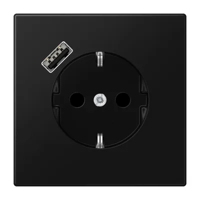 JUNG SCHUKO Steckdose LS1520-18ASWM | USB Typ A | Unterputz | Schnellladefunktion | Berührungsschutz | graphitschwarz