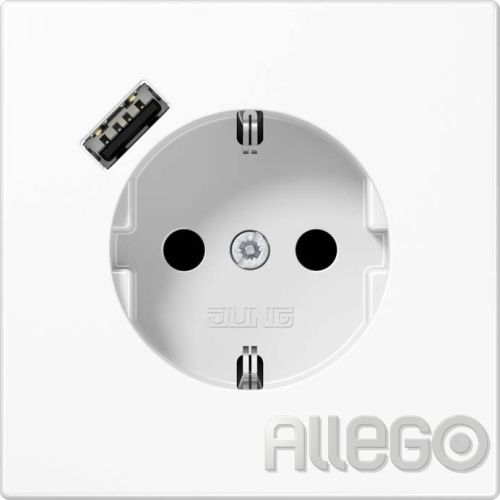 Bild: JUNG SCHUKO Steckdose mit USB Typ A LS1520-18AWW