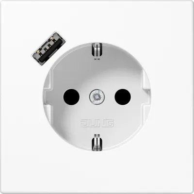 JUNG SCHUKO Steckdose LS1520-18AWW | USB Typ A Schnellladefunktion | Unterputz | erhöhtem Berührungsschutz | alpinweiß