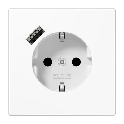 JUNG SCHUKO Steckdose LS1520-18AWW | USB Typ A Schnellladefunktion | Unterputz | erhöhtem Berührungsschutz | alpinweiß