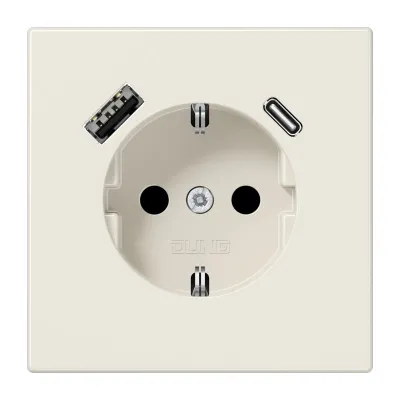 JUNG SCHUKO Steckdose LS1520-15CA | 1x USB-A & 1x USB-C Typ AC | erhöhtes Berührungsschutz | Unterputz | 16A 250V | weiß
