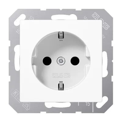 JUNG SCHUKO Steckdose A1520NWW | Unterputz | 16A 250V | Federklemmen | Duroplast | Halogenfrei | glänzend | alpinweiß