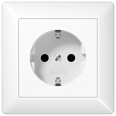 Jung SCHUKO Steckdose AS1520NWW | Unterputz | 16A 250V | Federklemmen | Duroplast | 80,5x80,5mm | alpinweiß