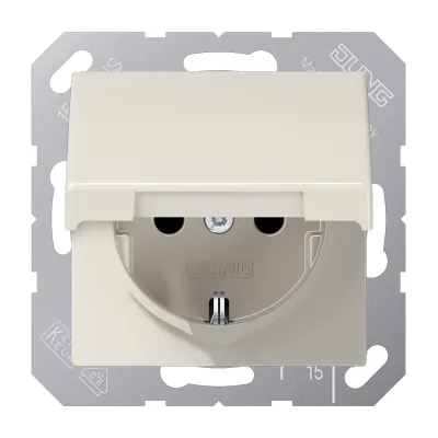 JUNG SCHUKO Steckdose AS1520KIKL | Unterputz | Klappdeckel | Berührungsschutz | 16A 250V | Duroplast | cremeweiß