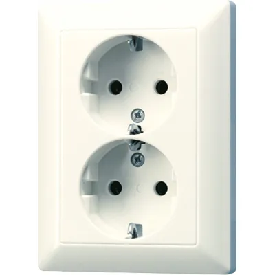 JUNG SCHUKO-Steckdose 2-fach AS5020U | Unterputz | 16A 250V | Duroplast glänzend | Federklemmen | cremeweiß
