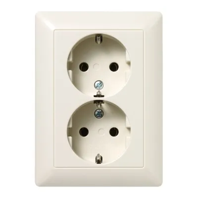 JUNG SCHUKO-Steckdose 2-fach AS5020U | Unterputz | 16A 250V | Duroplast glänzend | Federklemmen | cremeweiß