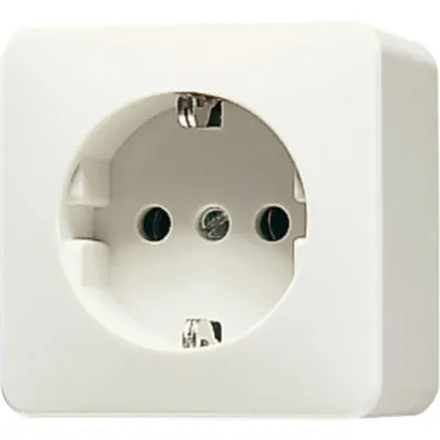 Jung SCHUKO-Steckdose 321A | Aufputz 1-fach | 16A 250V | Schraubklemmen | Thermoplast | 61x61x39mm | cremeweiß