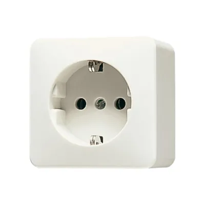 Jung SCHUKO-Steckdose 321A | Aufputz 1-fach | 16A 250V | Schraubklemmen | Thermoplast | 61x61x39mm | cremeweiß