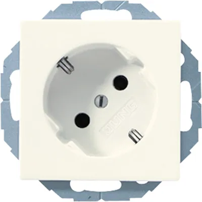 JUNG SCHUKO Steckdose A520-45KI Unterputz 45° | 16A 250V | Berührungsschutz | Federklemmen | Duroplast | cremeweiß