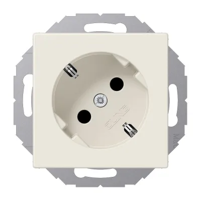 JUNG SCHUKO Steckdose A520-45KI Unterputz 45° | 16A 250V | Berührungsschutz | Federklemmen | Duroplast | cremeweiß