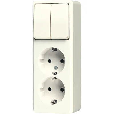 JUNG SCHUKO Zweifach-Steckdose 625 A | Aufputz | Serienschalter | 2-fach | 16A 250V | IP20 | Kunststoff | Weiß