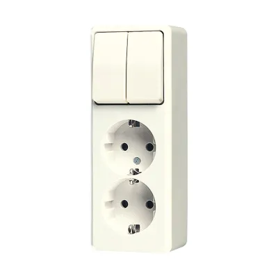 JUNG SCHUKO Zweifach-Steckdose 625 A | Aufputz | Serienschalter | 2-fach | 16A 250V | IP20 | Kunststoff | Weiß