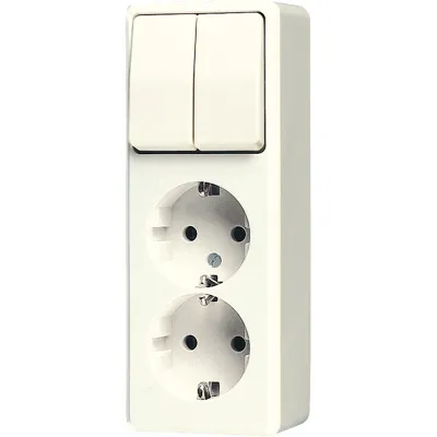 JUNG SCHUKO Zweifach-Steckdose 625 A | Aufputz | Serienschalter | 2-fach | 16A 250V | IP20 | Kunststoff | Weiß