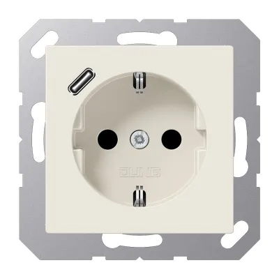 JUNG SCHUKO Steckdose A1520-18C | USB-C Schnellladefunktion | IP20 | Unterputz | erhöhter Berührungsschutz | weiß